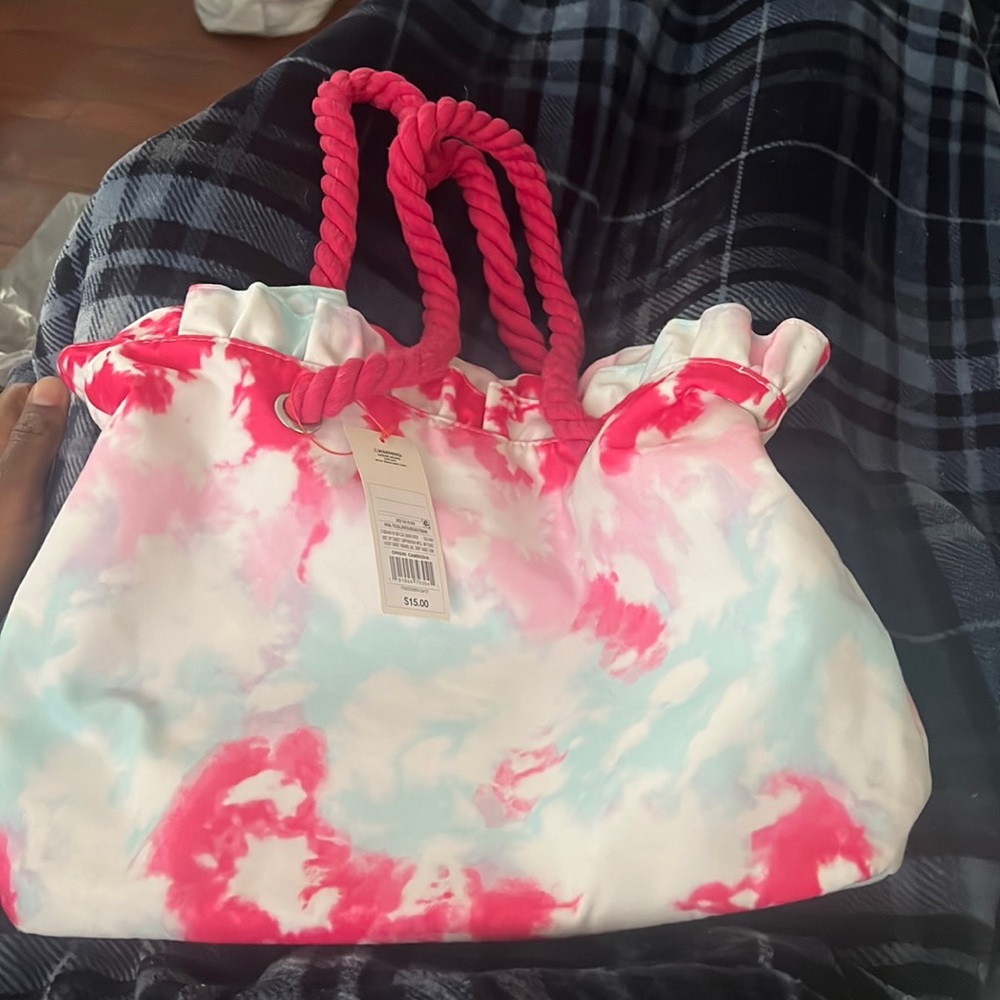 Cat & Jack Girls Tie-Dye Tote Bag Beach Bag Rope Straps 12" x 15"
